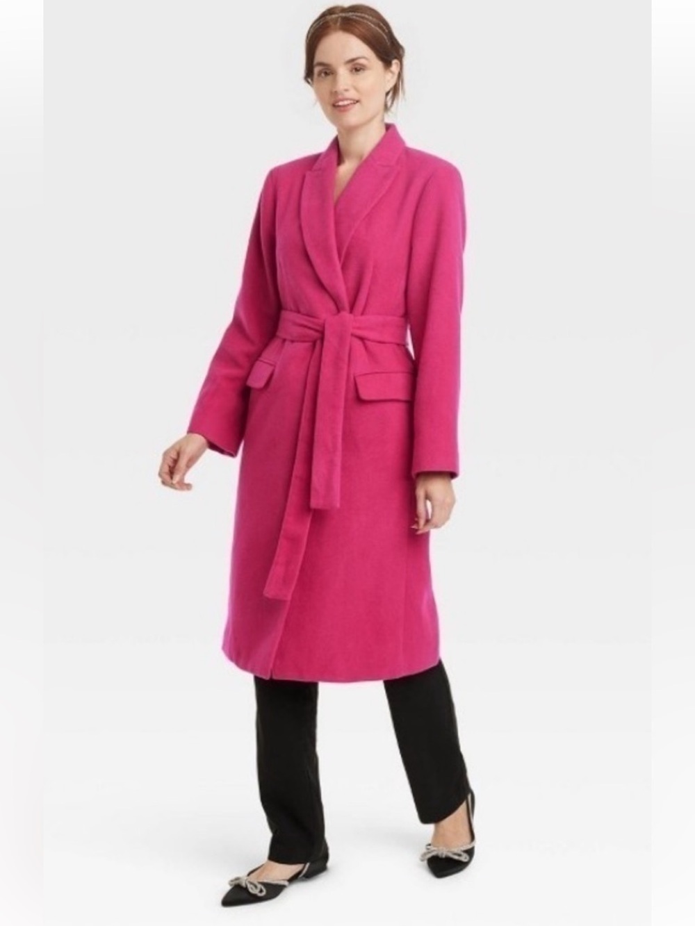 A New Day Essential Wool Overcoat Jacket Pink XXL
